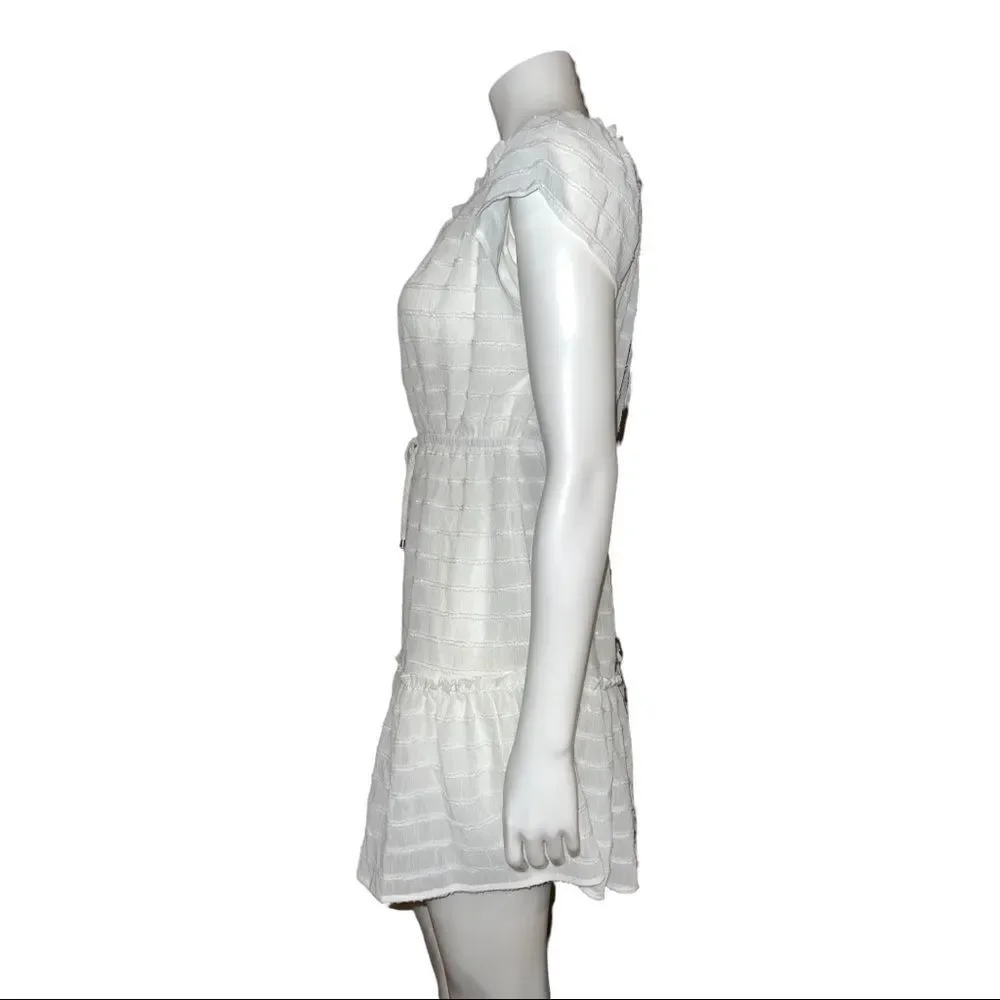 Miken White Juniors' Ruffled Swim Cover-up Dress Sparkle Large NWT
